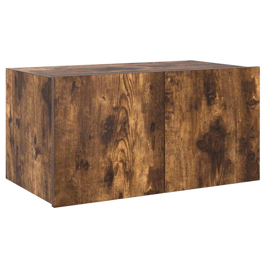 vidaXL Ścienna szafka TV z LED, przydymiony dąb, 60x35x31 cm