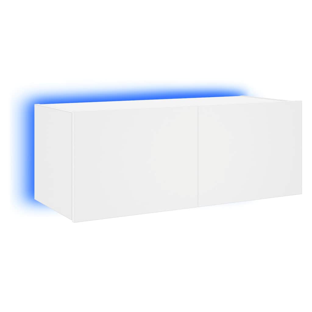 vidaXL Ścienna szafka TV z LED, biała, 80x35x31 cm