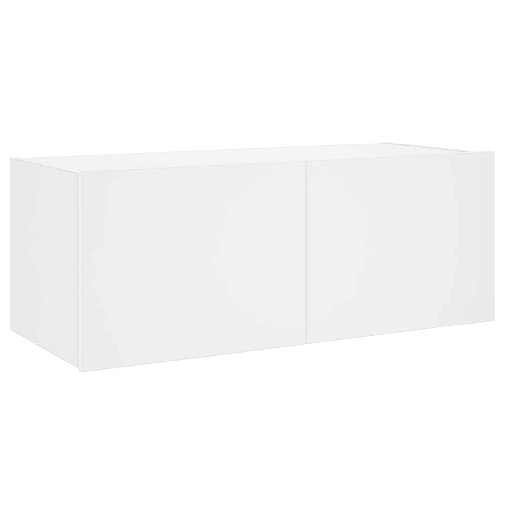 vidaXL Ścienna szafka TV z LED, biała, 80x35x31 cm
