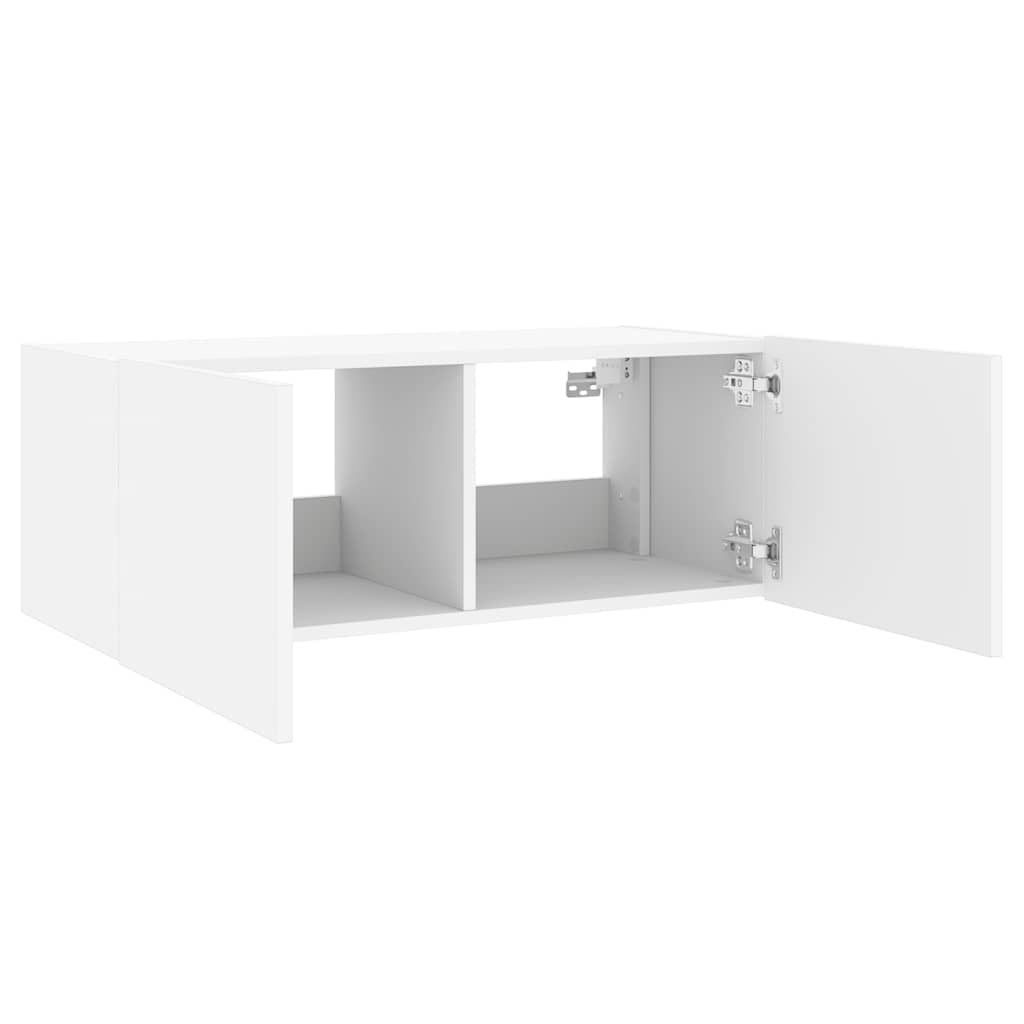 vidaXL Ścienna szafka TV z LED, biała, 80x35x31 cm