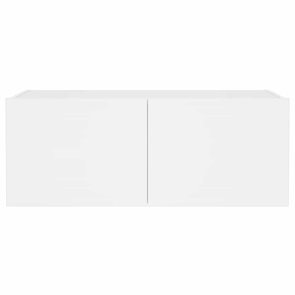 vidaXL Ścienna szafka TV z LED, biała, 80x35x31 cm