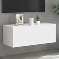 vidaXL Ścienna szafka TV z LED, biała, 80x35x31 cm