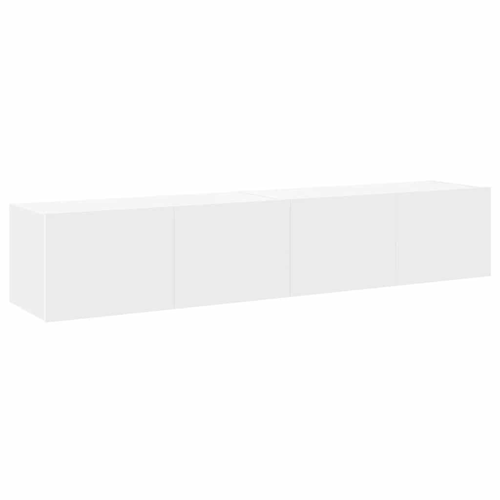vidaXL Ścienne szafki TV z LED, 2 szt., białe, 80x35x31 cm