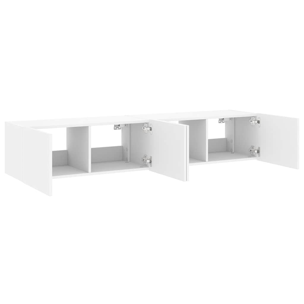 vidaXL Ścienne szafki TV z LED, 2 szt., białe, 80x35x31 cm
