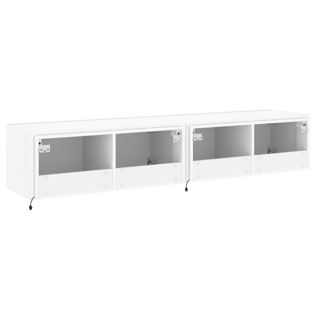vidaXL Ścienne szafki TV z LED, 2 szt., białe, 80x35x31 cm