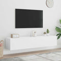vidaXL Ścienne szafki TV z LED, 2 szt., białe, 80x35x31 cm