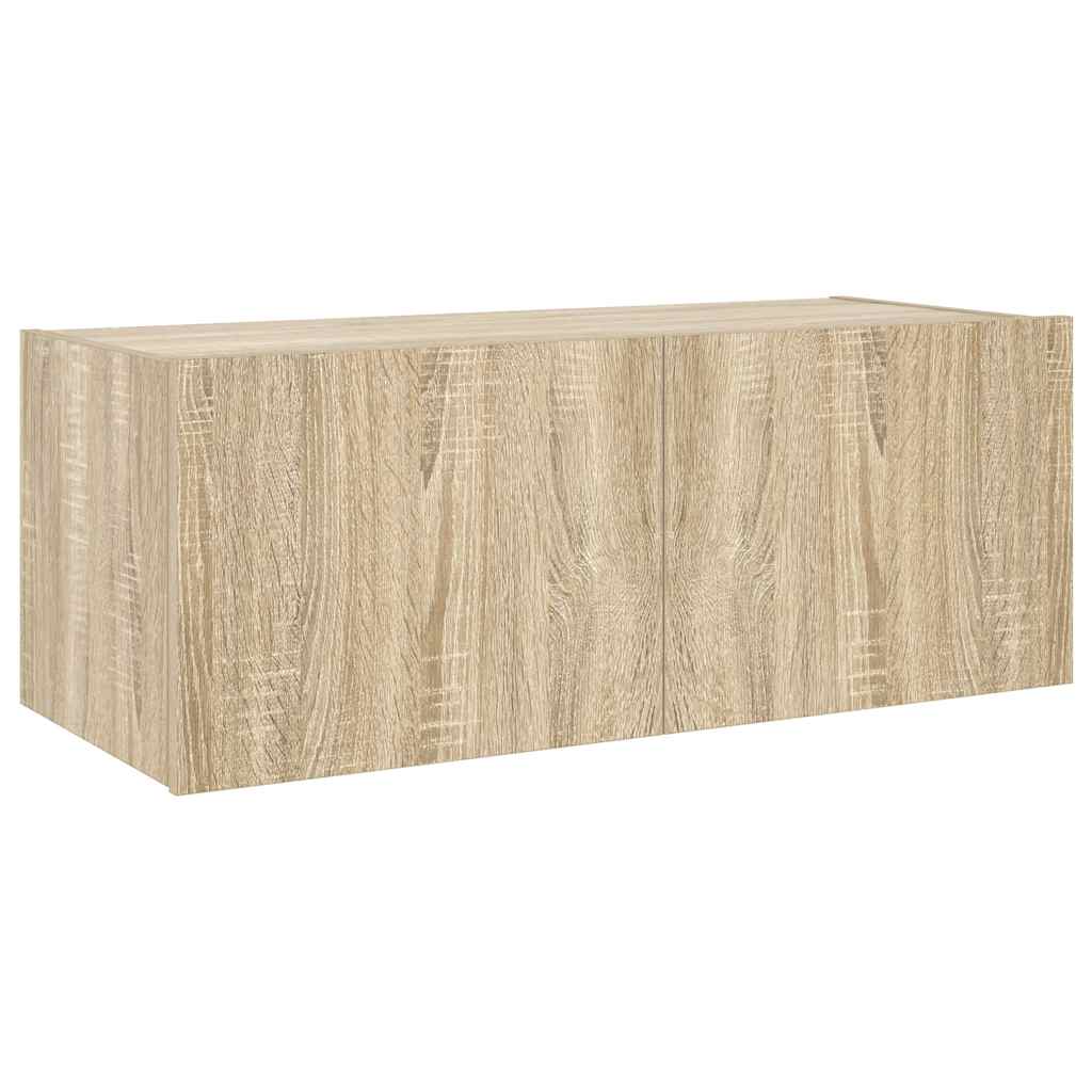 vidaXL Ścienna szafka TV z LED, dąb sonoma, 80x35x31 cm