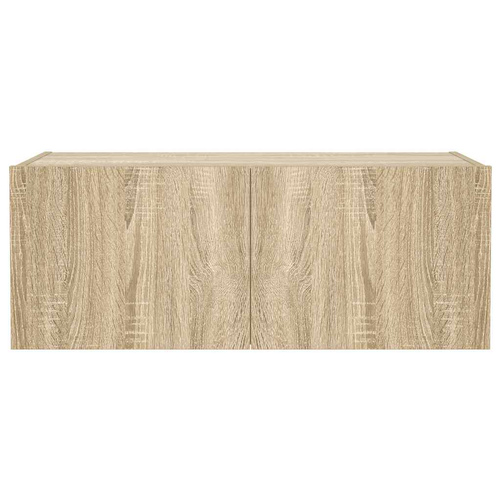 vidaXL Ścienna szafka TV z LED, dąb sonoma, 80x35x31 cm