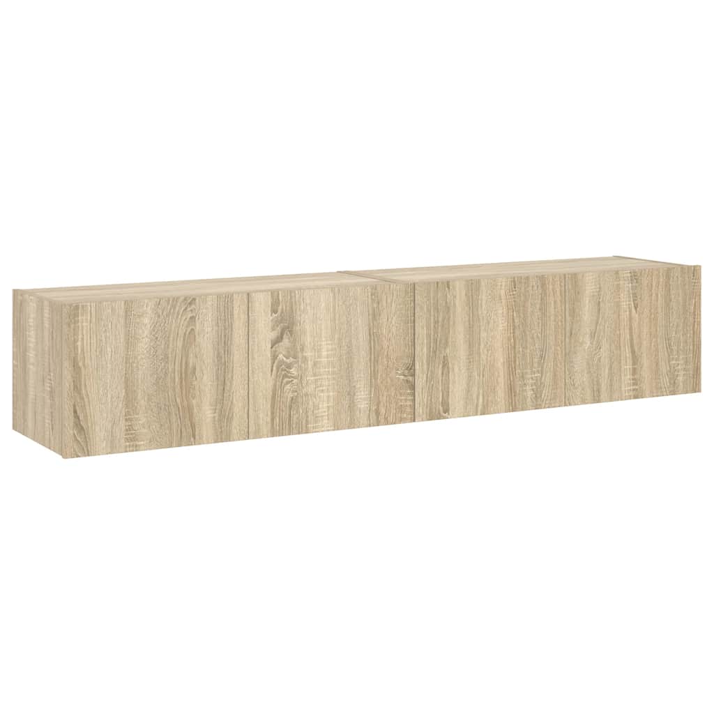 vidaXL Ścienne szafki TV z LED, 2 szt., dąb sonoma, 80x35x31 cm