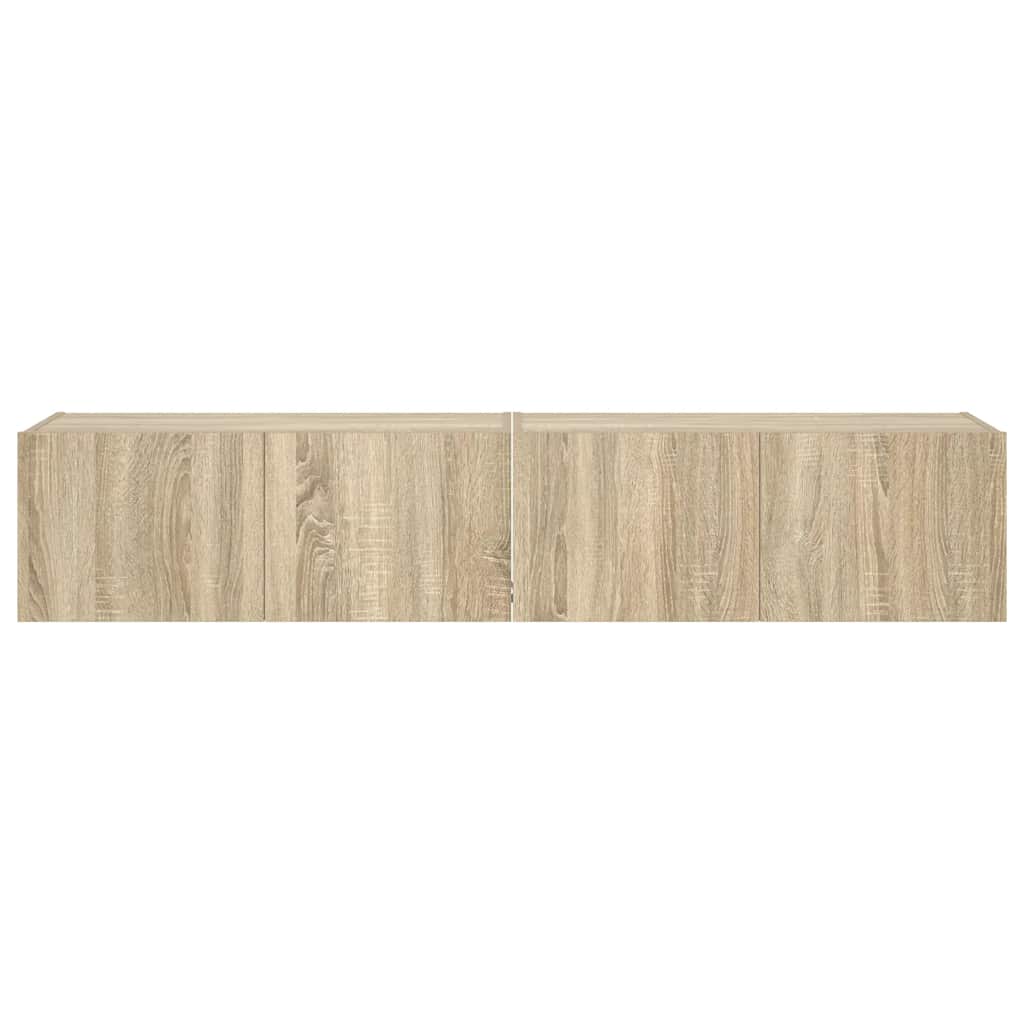 vidaXL Ścienne szafki TV z LED, 2 szt., dąb sonoma, 80x35x31 cm