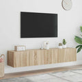 vidaXL Ścienne szafki TV z LED, 2 szt., dąb sonoma, 80x35x31 cm