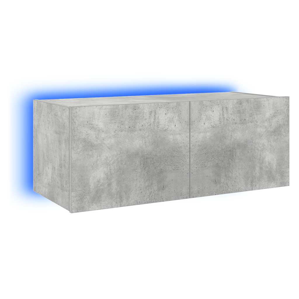 vidaXL Ścienna szafka TV z LED, szarość betonu, 80x35x31 cm