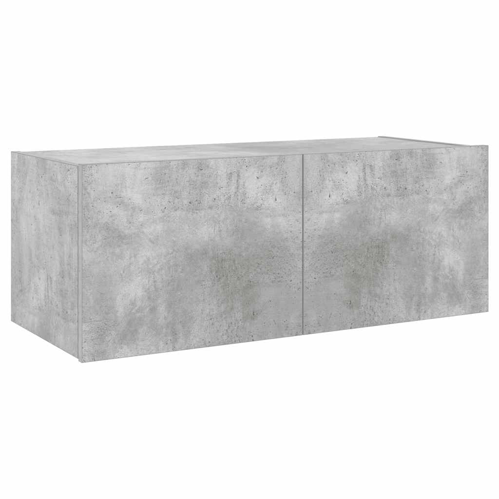 vidaXL Ścienna szafka TV z LED, szarość betonu, 80x35x31 cm