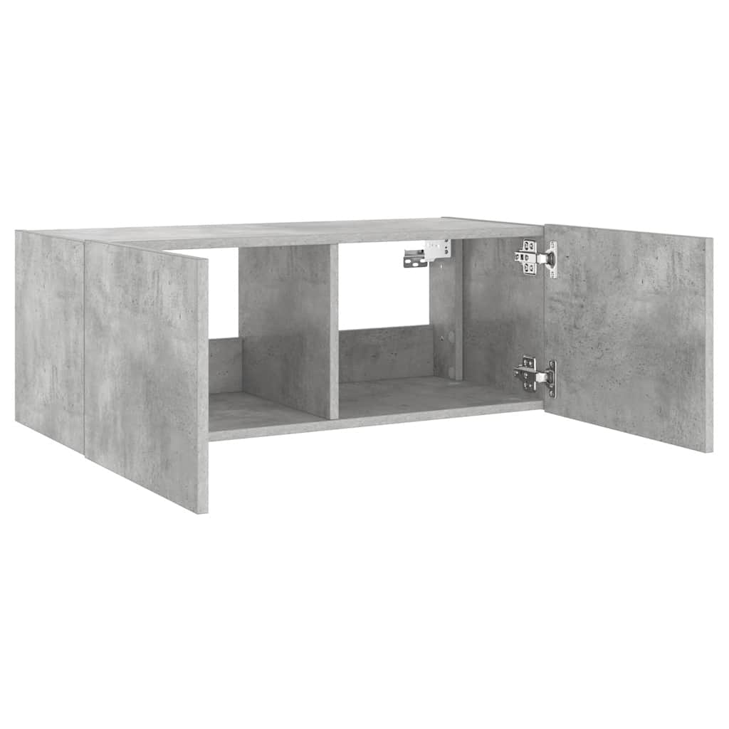 vidaXL Ścienna szafka TV z LED, szarość betonu, 80x35x31 cm