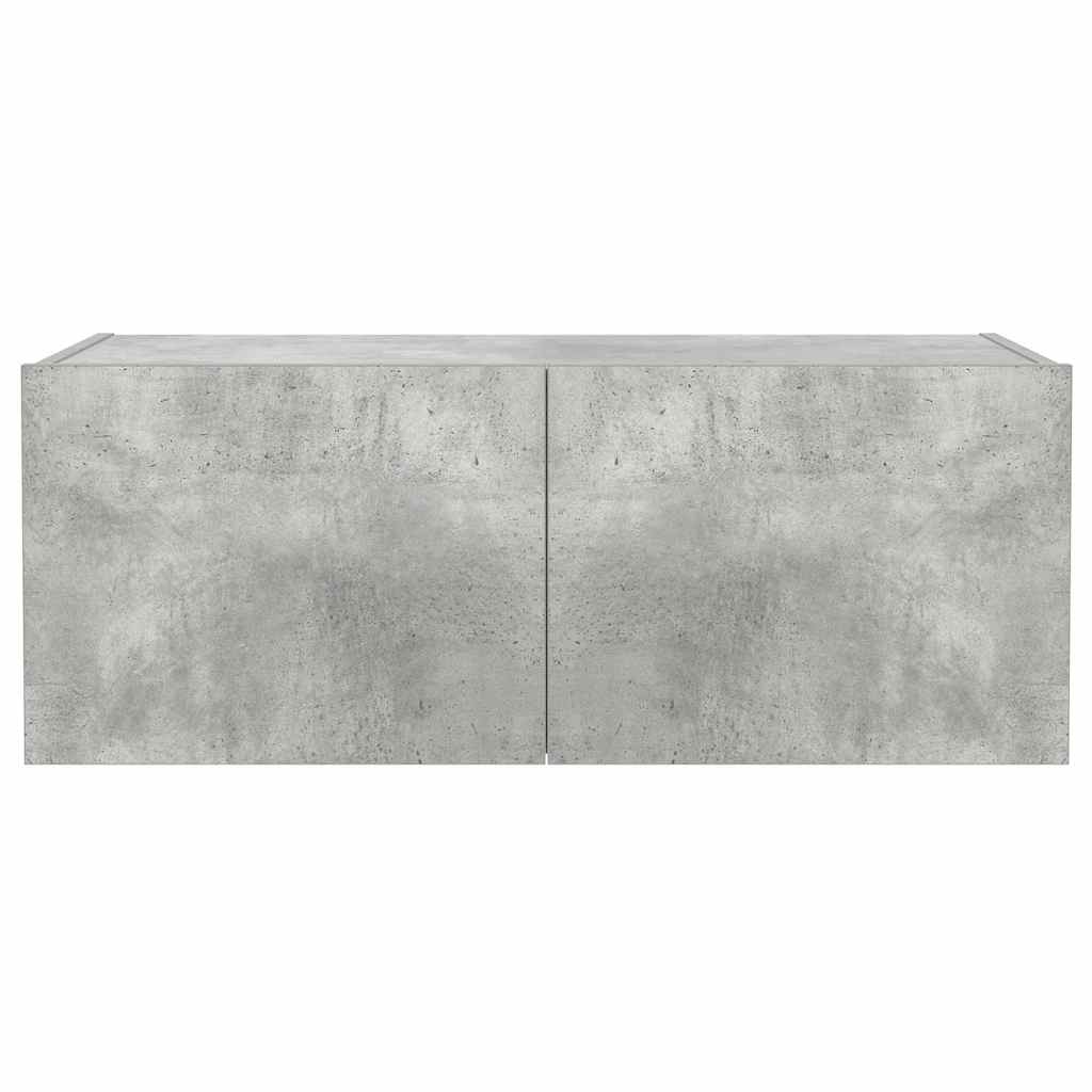 vidaXL Ścienna szafka TV z LED, szarość betonu, 80x35x31 cm