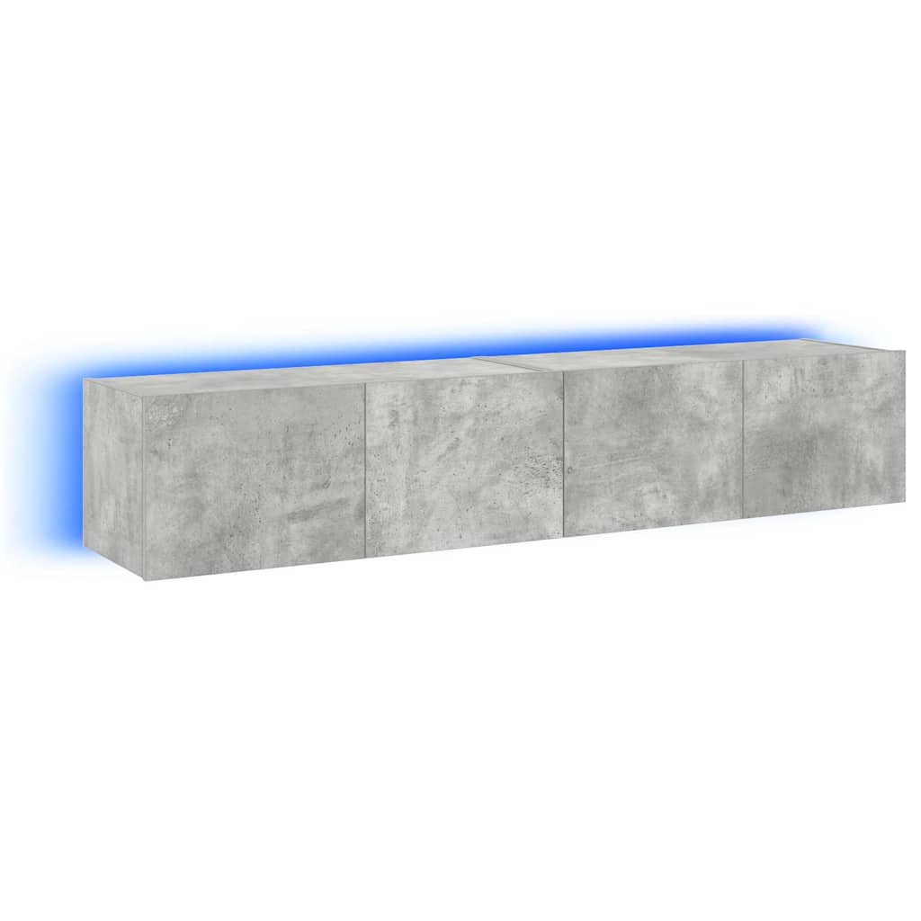 vidaXL Ścienne szafki TV z LED, 2 szt., szarość betonu, 80x35x31 cm