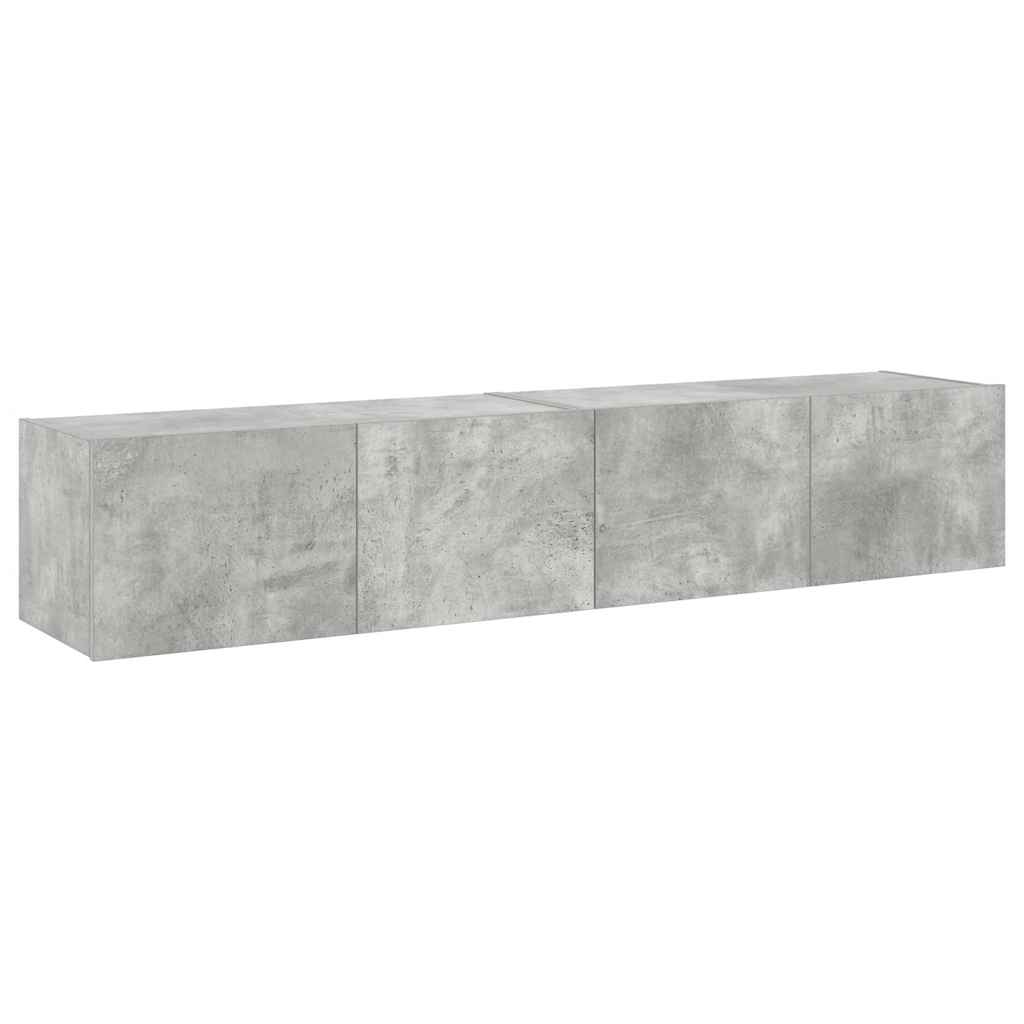 vidaXL Ścienne szafki TV z LED, 2 szt., szarość betonu, 80x35x31 cm