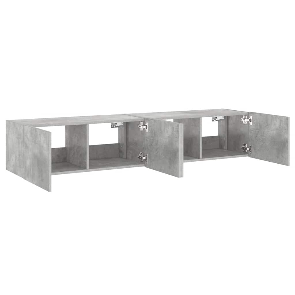 vidaXL Ścienne szafki TV z LED, 2 szt., szarość betonu, 80x35x31 cm