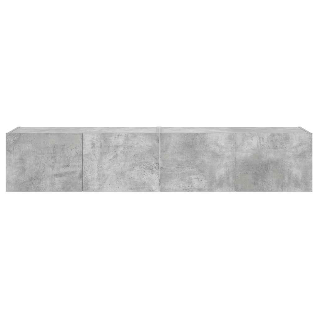 vidaXL Ścienne szafki TV z LED, 2 szt., szarość betonu, 80x35x31 cm