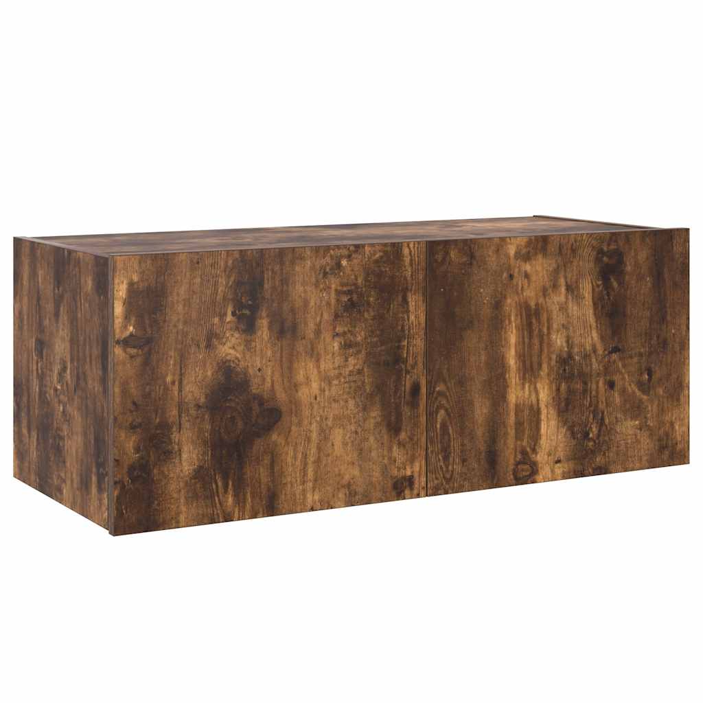 vidaXL Ścienna szafka TV z LED, przydymiony dąb, 80x35x31 cm