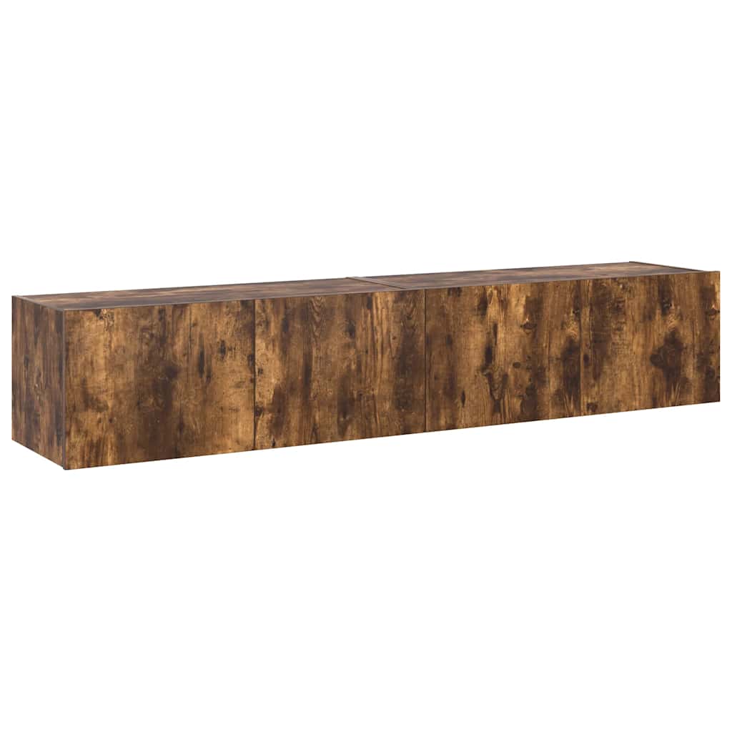 vidaXL Ścienne szafki TV z LED, 2 szt., przydymiony dąb, 80x35x31 cm