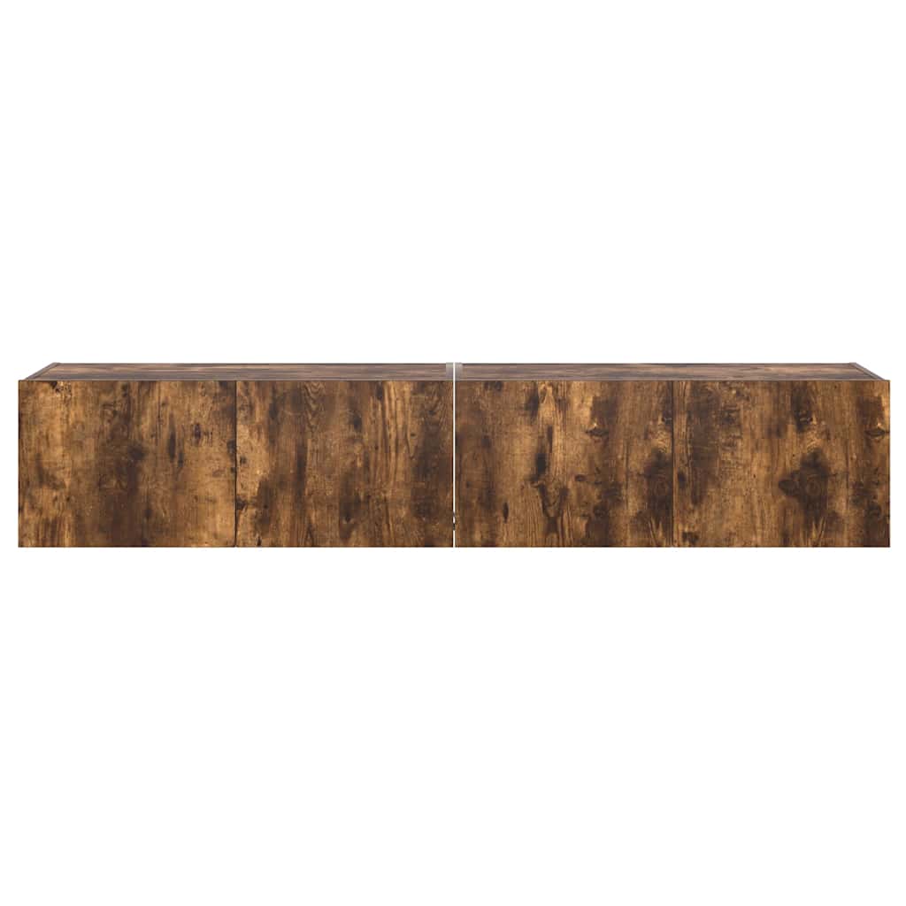 vidaXL Ścienne szafki TV z LED, 2 szt., przydymiony dąb, 80x35x31 cm