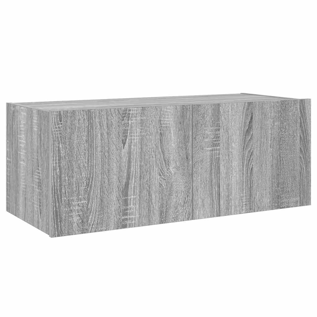 vidaXL Ścienna szafka TV z LED, szary dąb sonoma, 80x35x31 cm