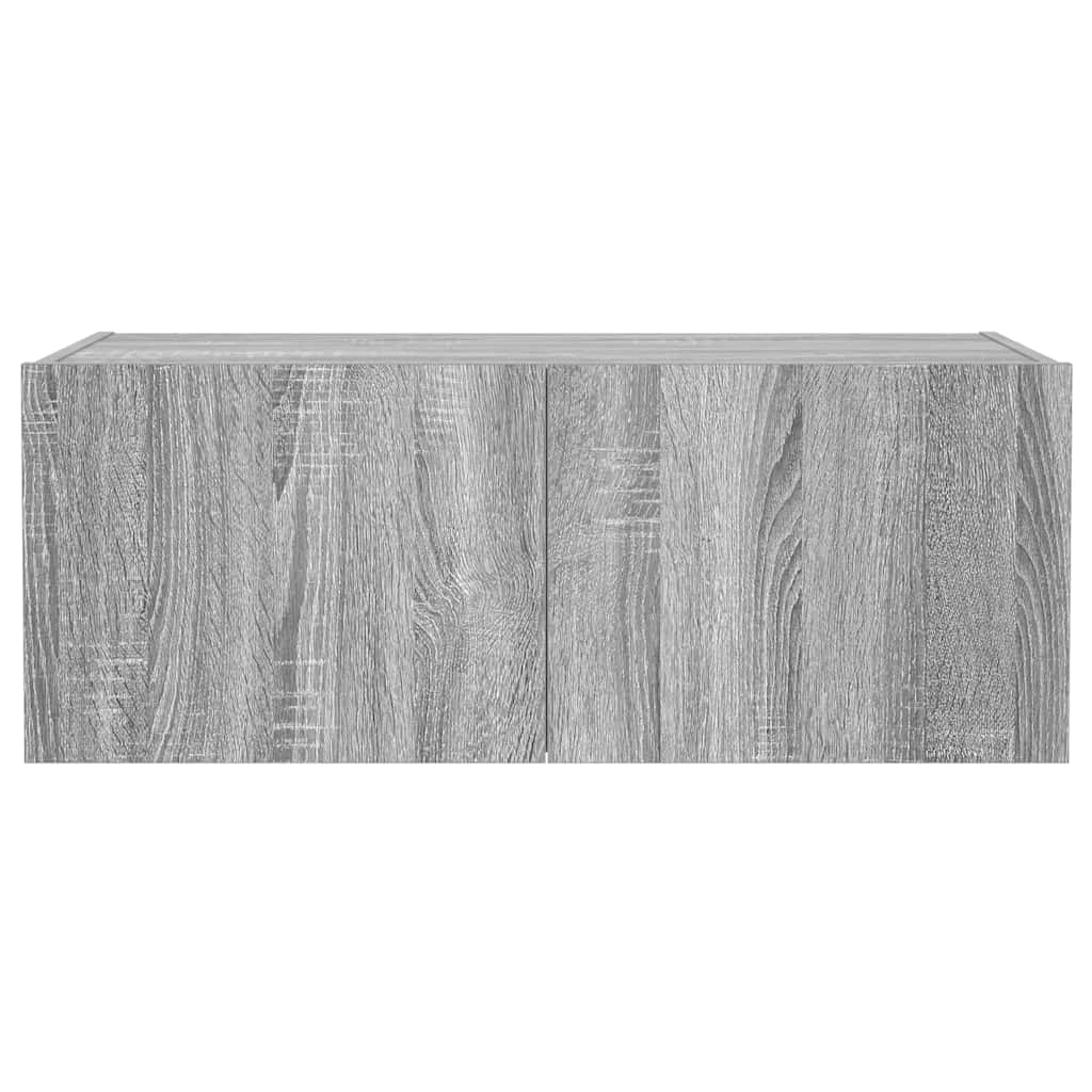 vidaXL Ścienna szafka TV z LED, szary dąb sonoma, 80x35x31 cm