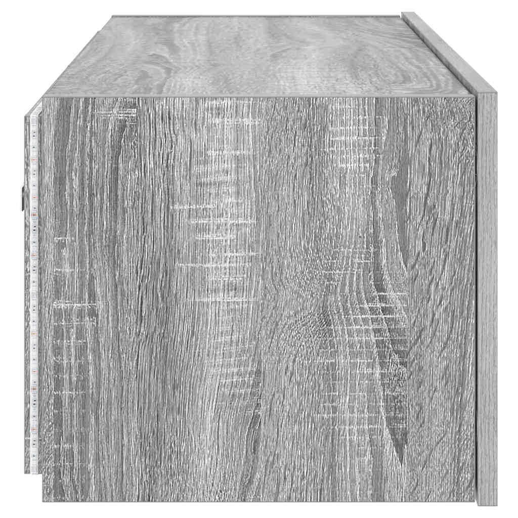 vidaXL Ścienna szafka TV z LED, szary dąb sonoma, 80x35x31 cm