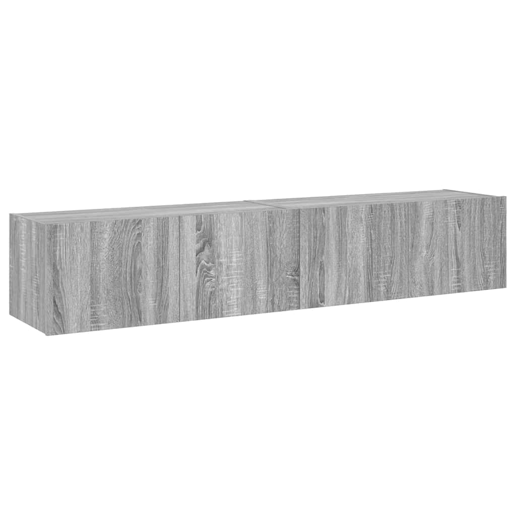 vidaXL Ścienne szafki TV z LED, 2 szt., szary dąb sonoma, 80x35x31 cm