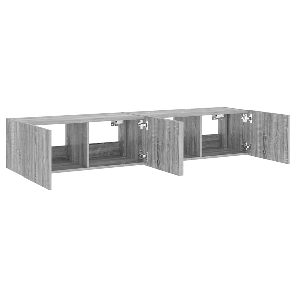 vidaXL Ścienne szafki TV z LED, 2 szt., szary dąb sonoma, 80x35x31 cm