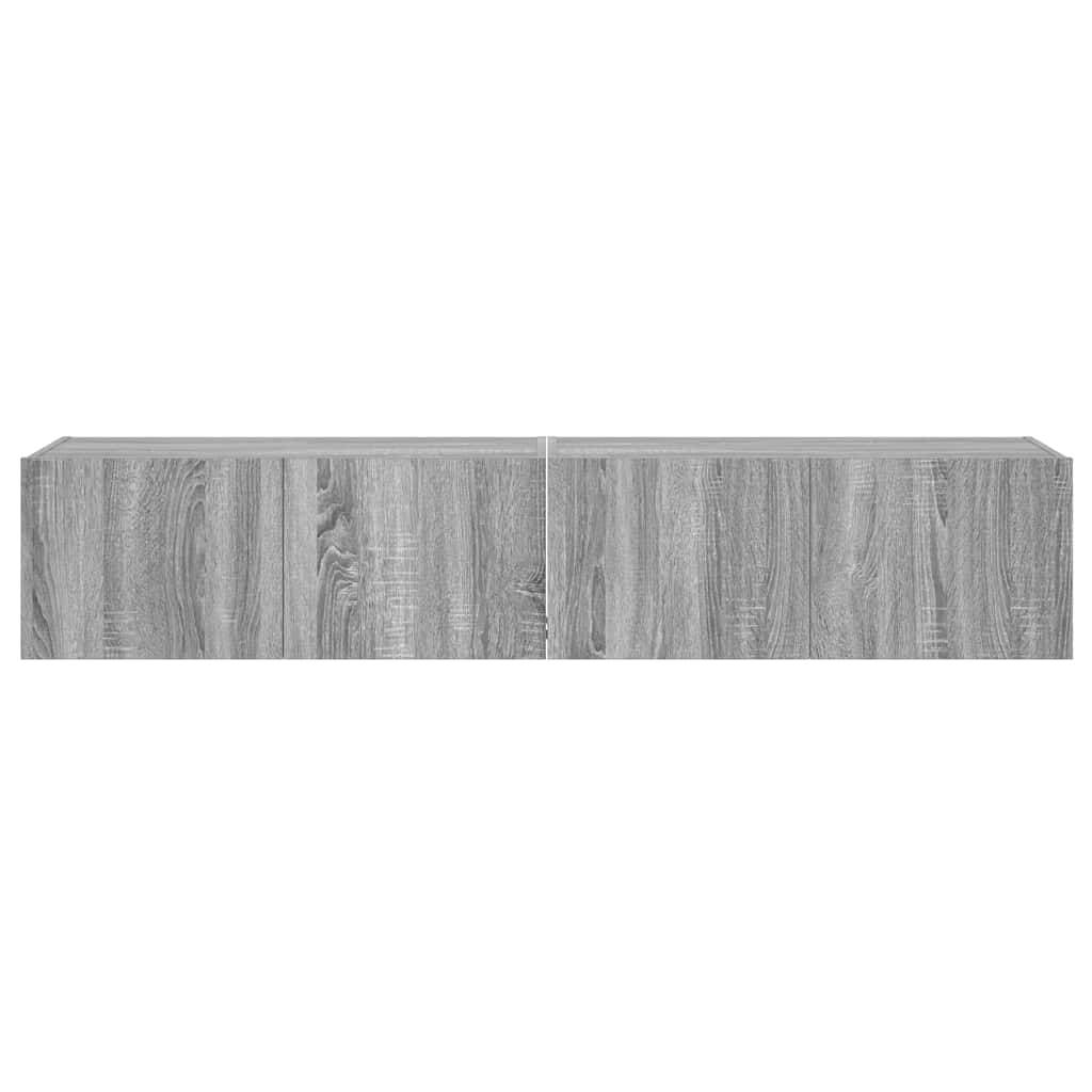 vidaXL Ścienne szafki TV z LED, 2 szt., szary dąb sonoma, 80x35x31 cm