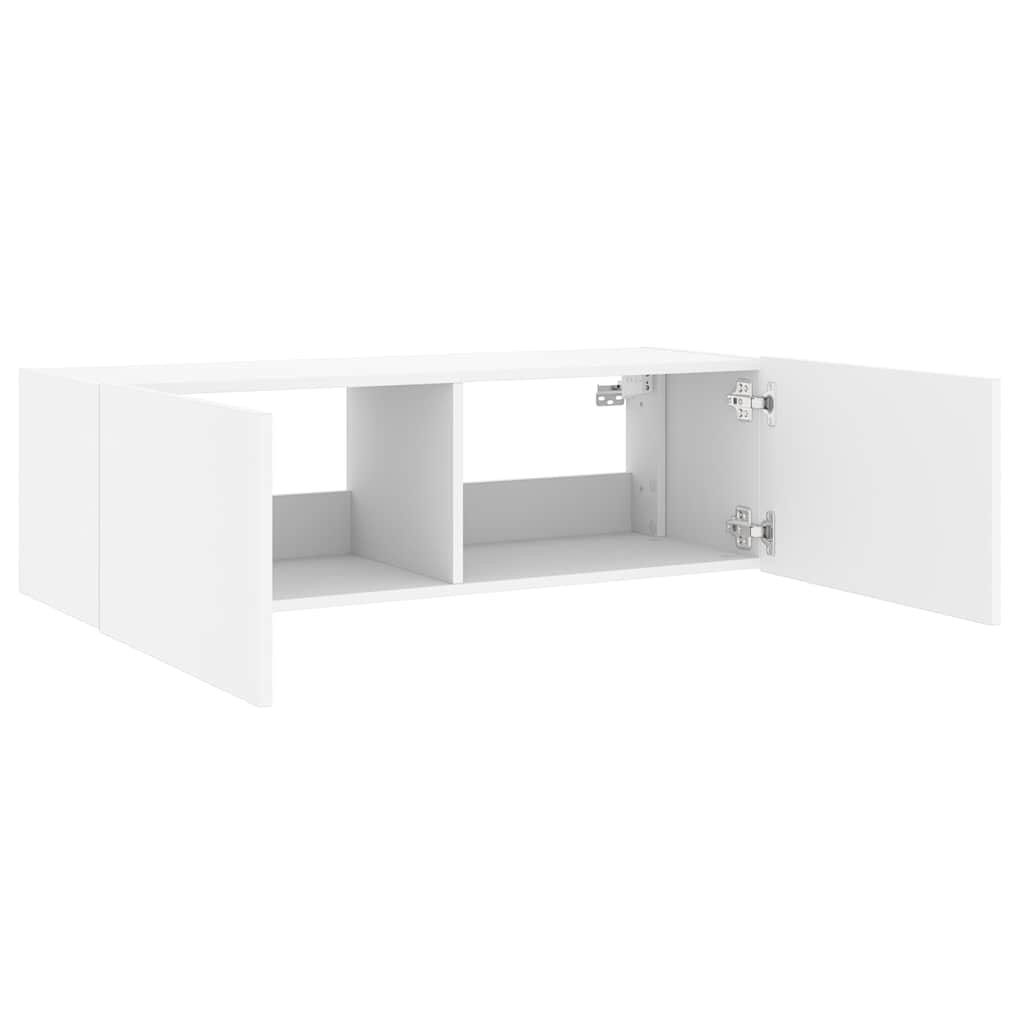 vidaXL Ścienna szafka TV z LED, biała, 100x35x31 cm
