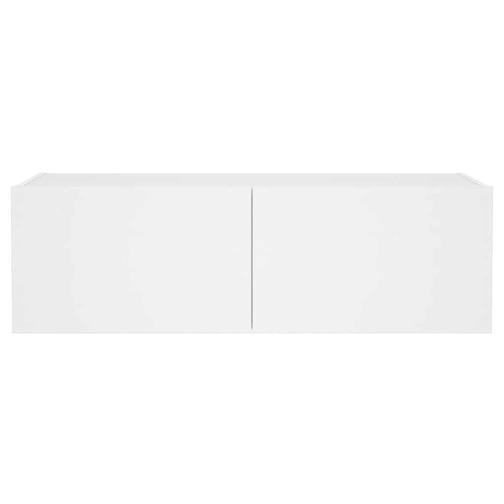 vidaXL Ścienna szafka TV z LED, biała, 100x35x31 cm