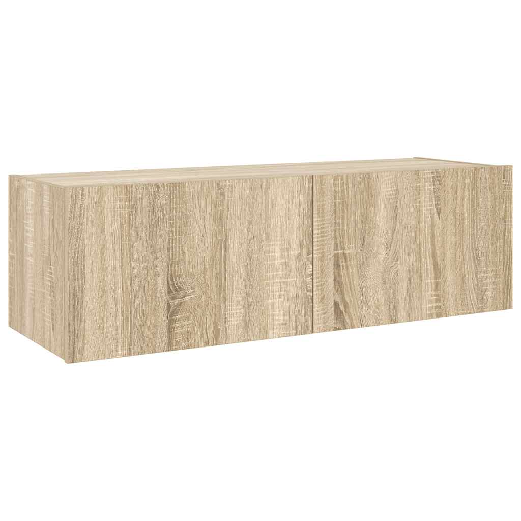 vidaXL Ścienna szafka TV z LED, dąb sonoma, 100x35x31 cm