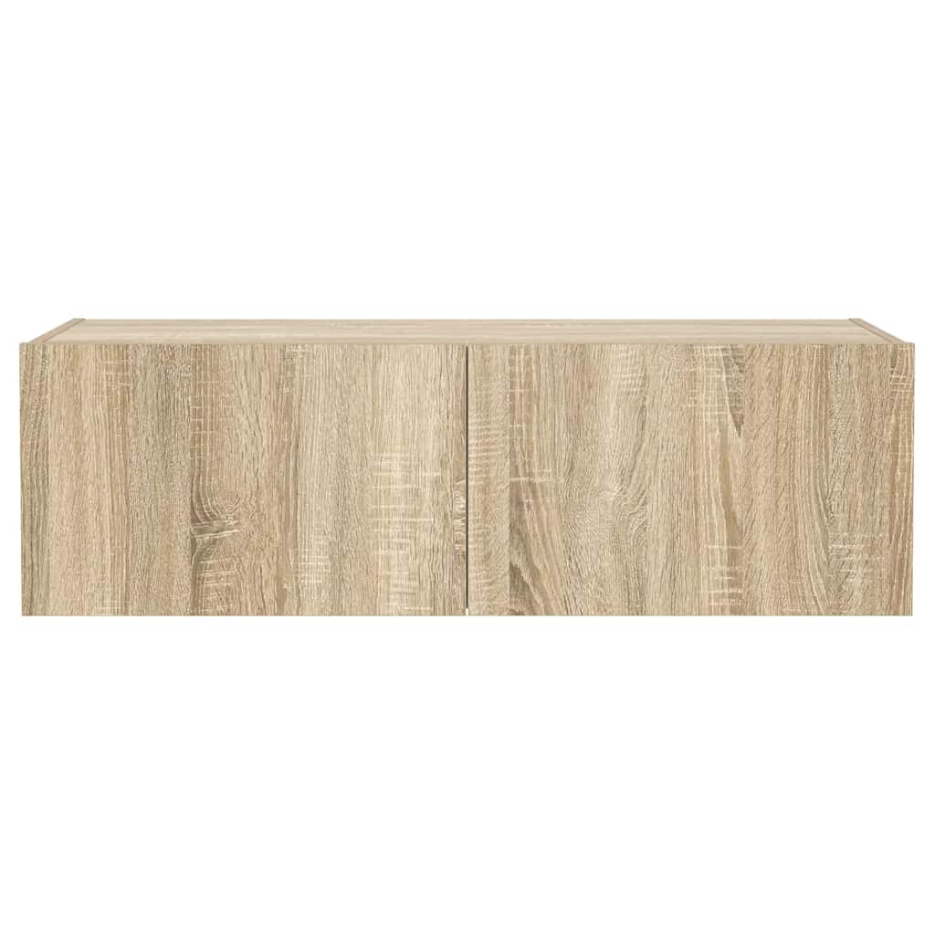 vidaXL Ścienna szafka TV z LED, dąb sonoma, 100x35x31 cm