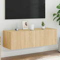 vidaXL Ścienna szafka TV z LED, dąb sonoma, 100x35x31 cm