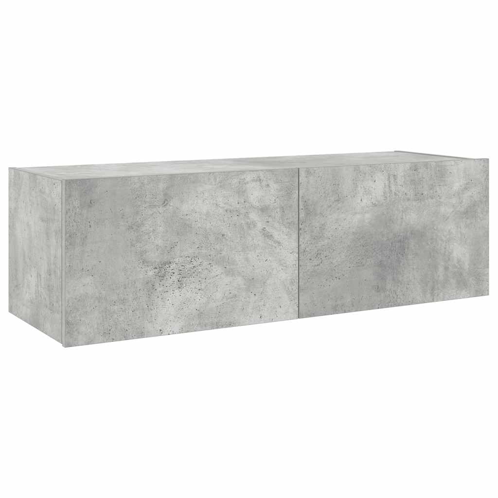 vidaXL Ścienna szafka TV z LED, szarość betonu, 100x35x31 cm