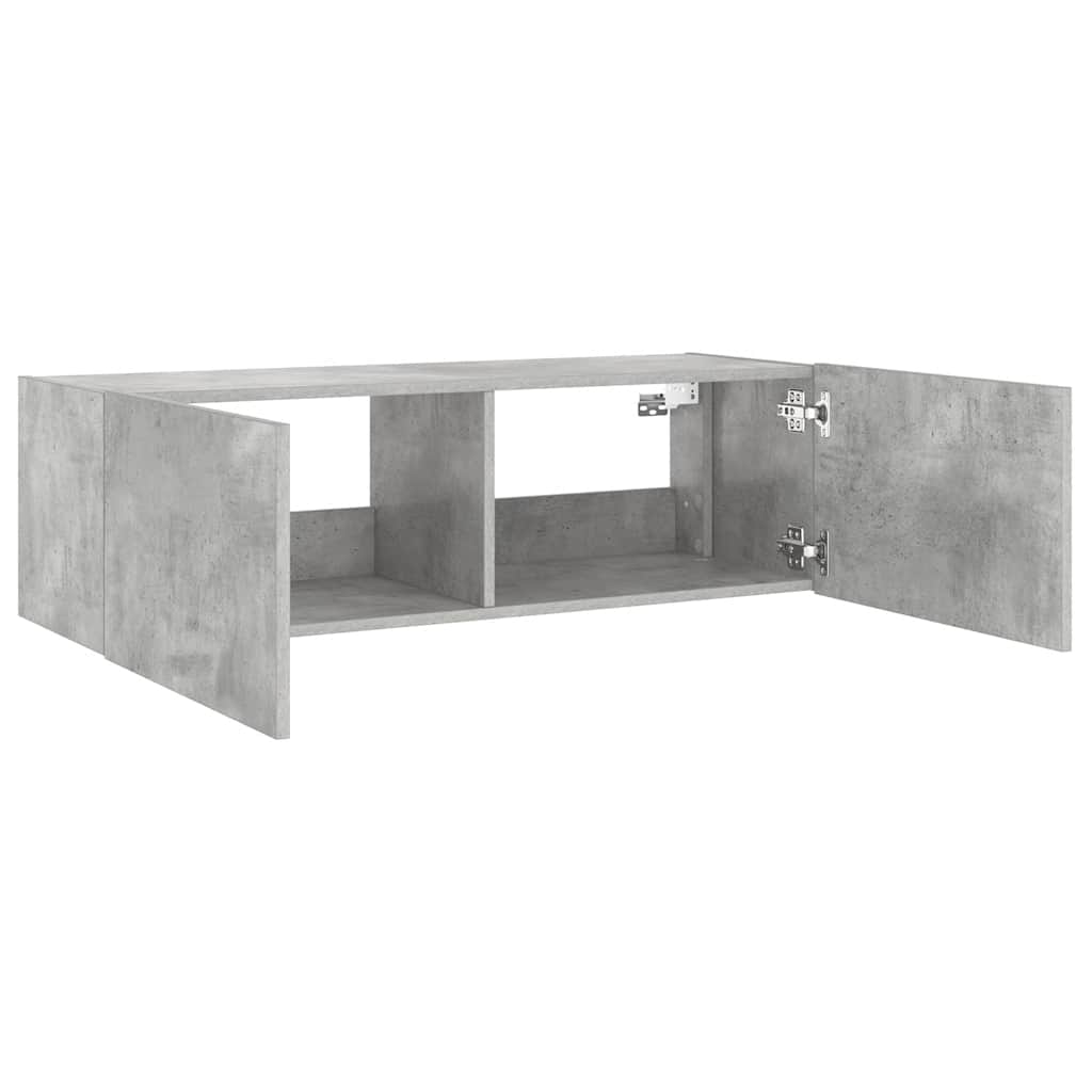 vidaXL Ścienna szafka TV z LED, szarość betonu, 100x35x31 cm