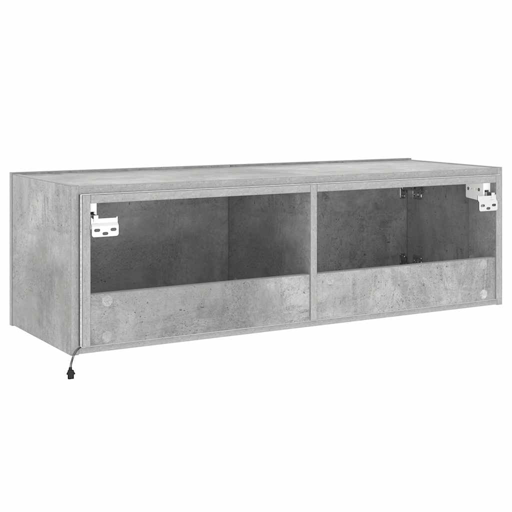 vidaXL Ścienna szafka TV z LED, szarość betonu, 100x35x31 cm