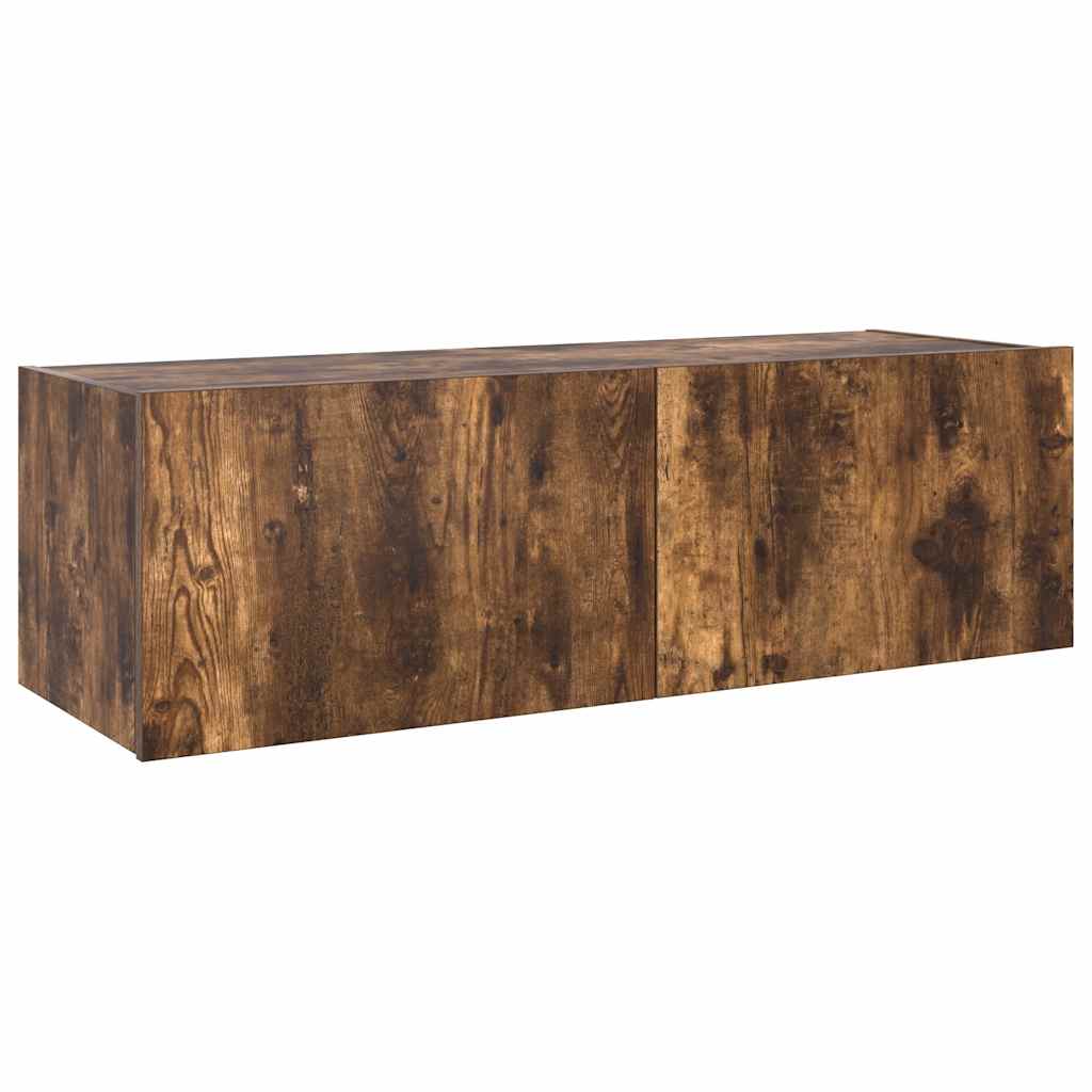 vidaXL Ścienna szafka TV z LED, przydymiony dąb, 100x35x31 cm