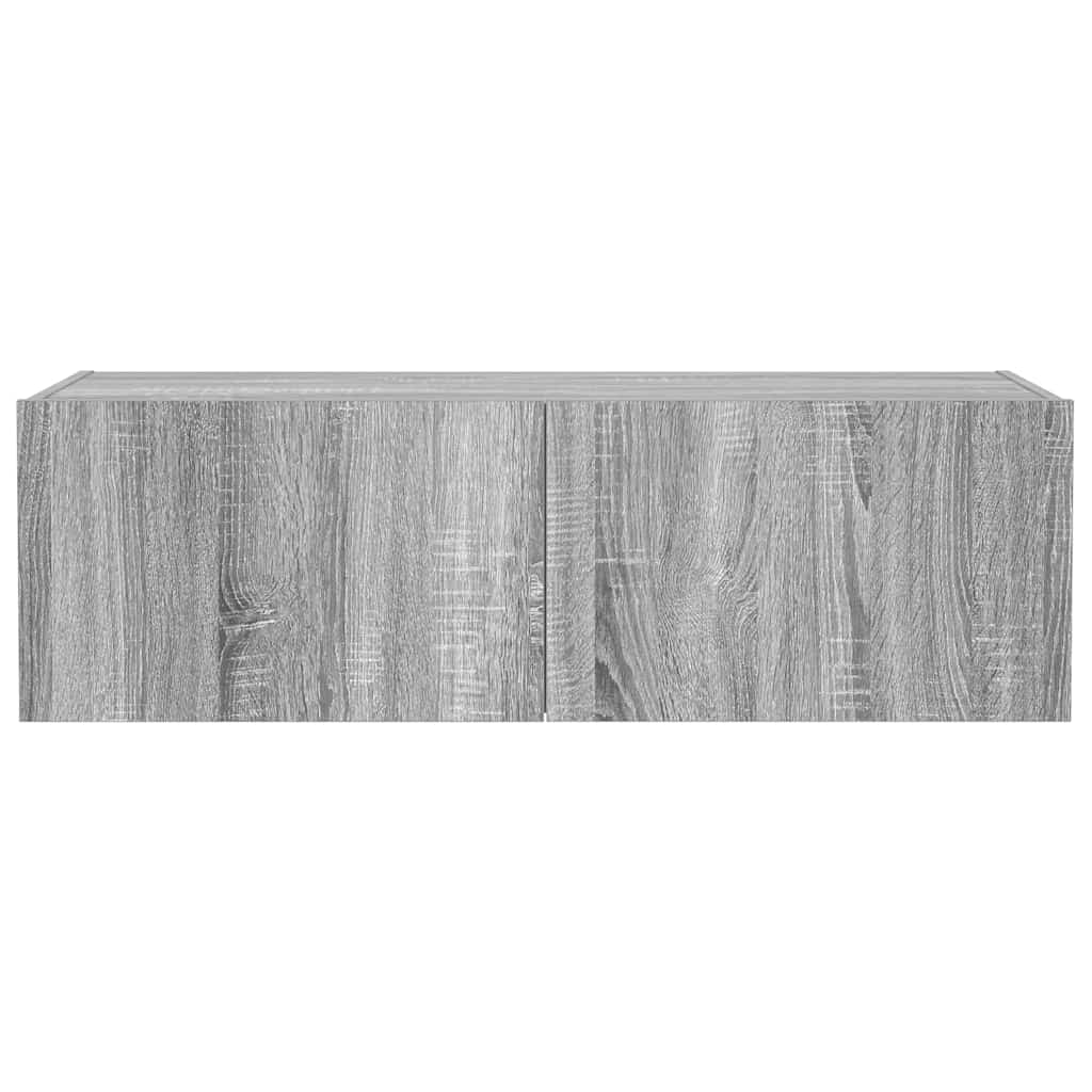 vidaXL Ścienna szafka TV z LED, szary dąb sonoma, 100x35x31 cm