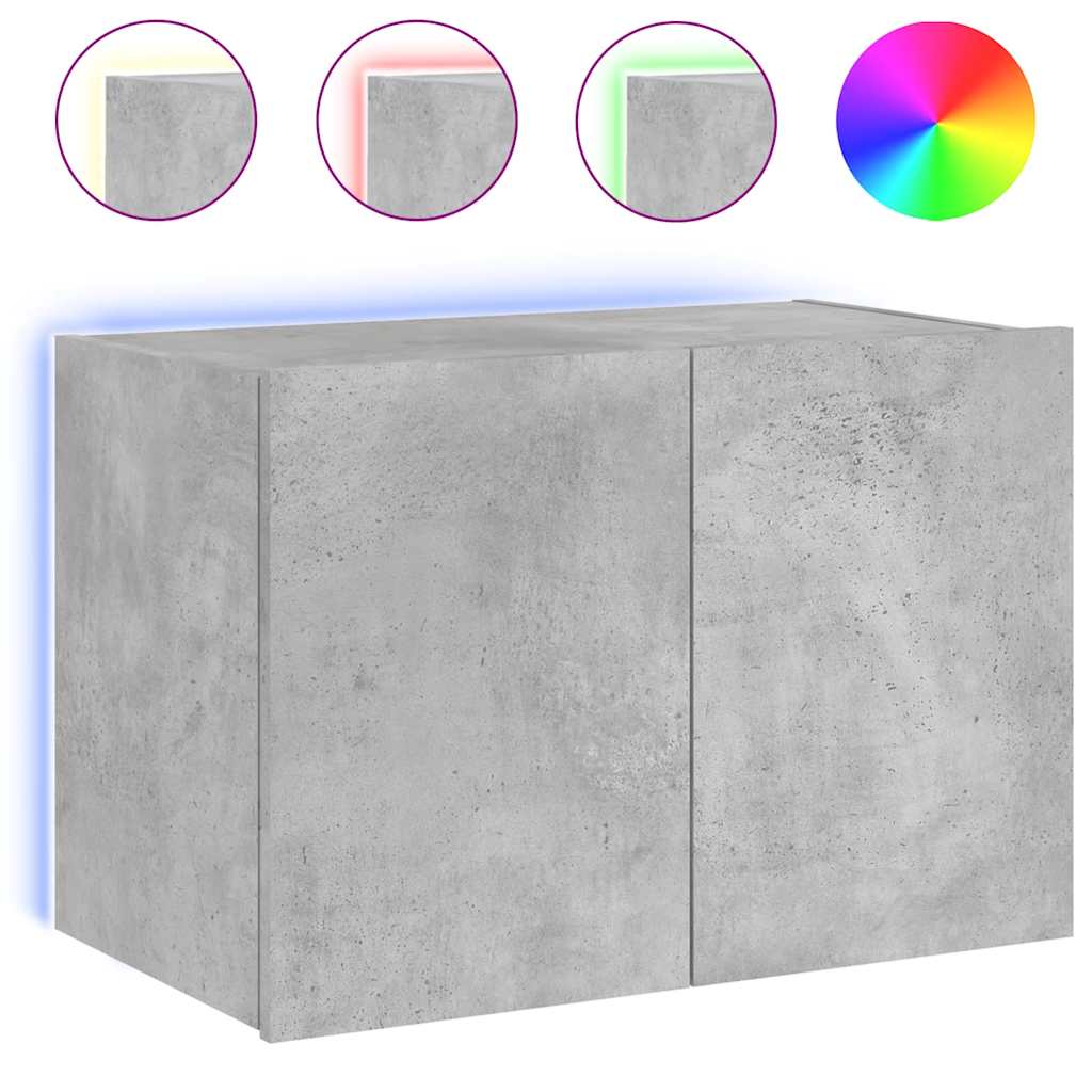 vidaXL Ścienna szafka TV z LED, szarość betonu, 60x35x41 cm