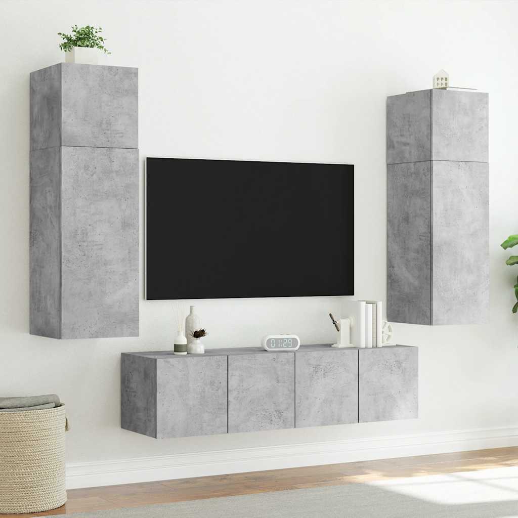 vidaXL Ścienna szafka TV z LED, szarość betonu, 60x35x41 cm