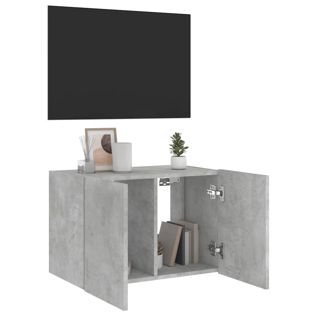 vidaXL Ścienna szafka TV z LED, szarość betonu, 60x35x41 cm
