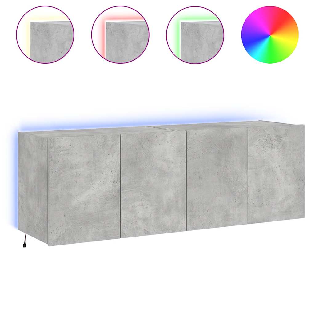vidaXL Ścienne szafki TV z LED, 2 szt., szarość betonu, 60x35x41 cm