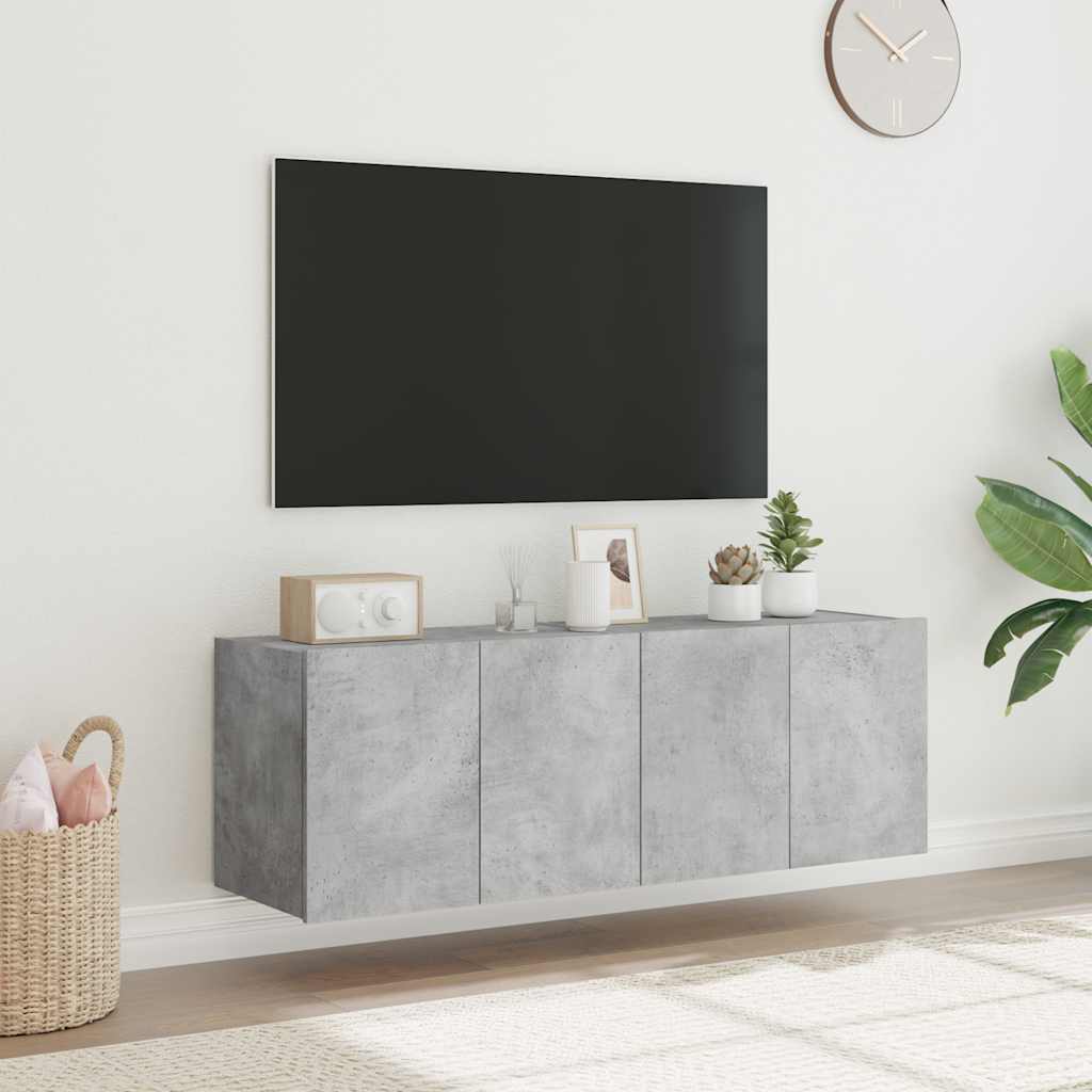 vidaXL Ścienne szafki TV z LED, 2 szt., szarość betonu, 60x35x41 cm