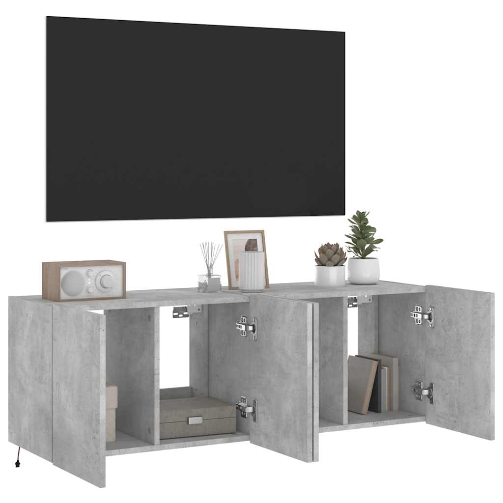 vidaXL Ścienne szafki TV z LED, 2 szt., szarość betonu, 60x35x41 cm
