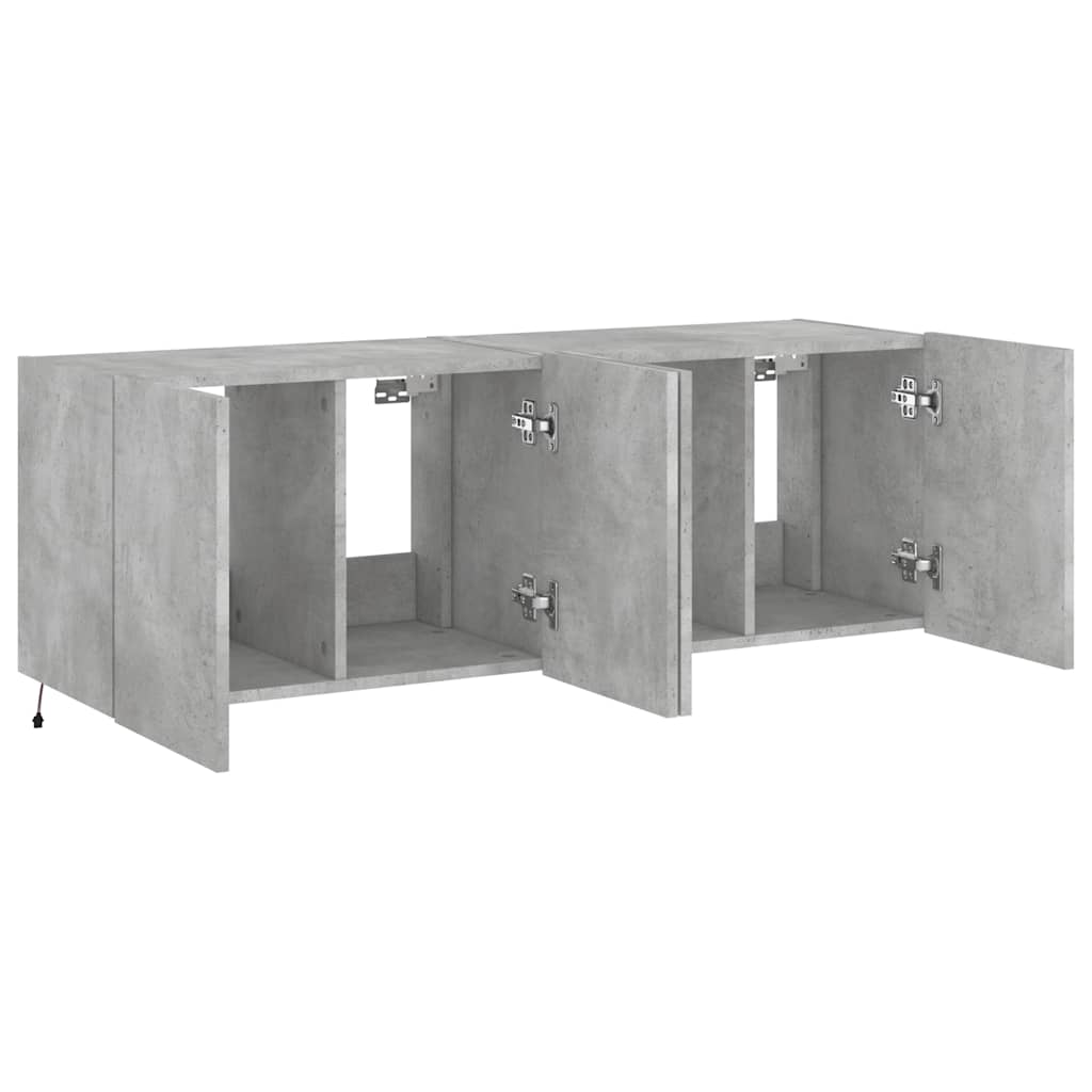vidaXL Ścienne szafki TV z LED, 2 szt., szarość betonu, 60x35x41 cm