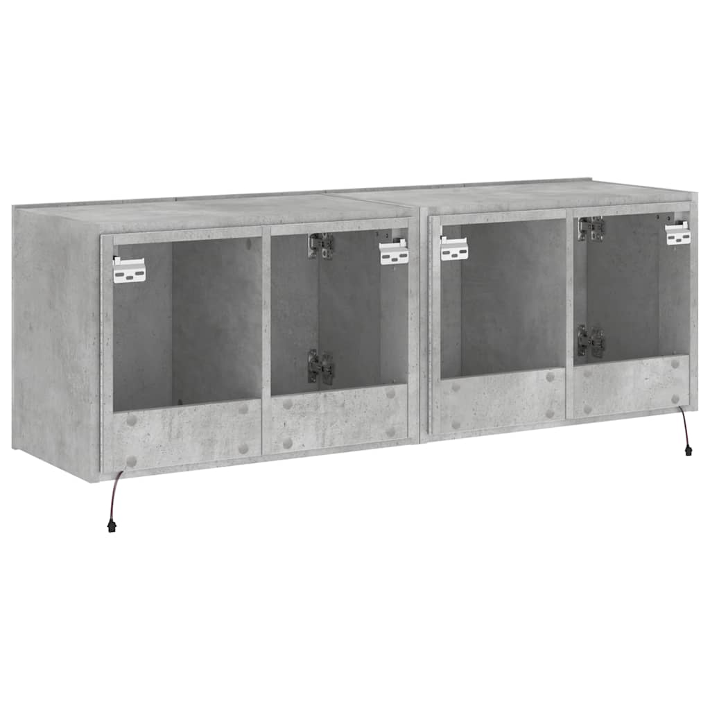 vidaXL Ścienne szafki TV z LED, 2 szt., szarość betonu, 60x35x41 cm